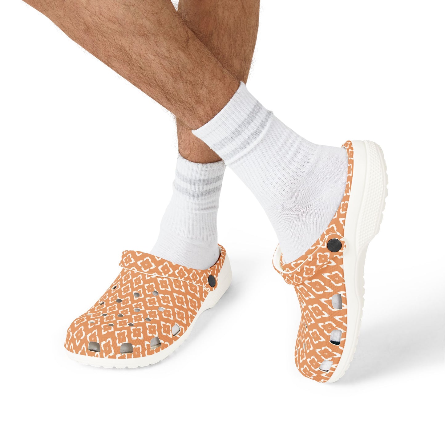 EVA Foam Clogs — Terracotta Geometric Pattern Slip-On Shoes