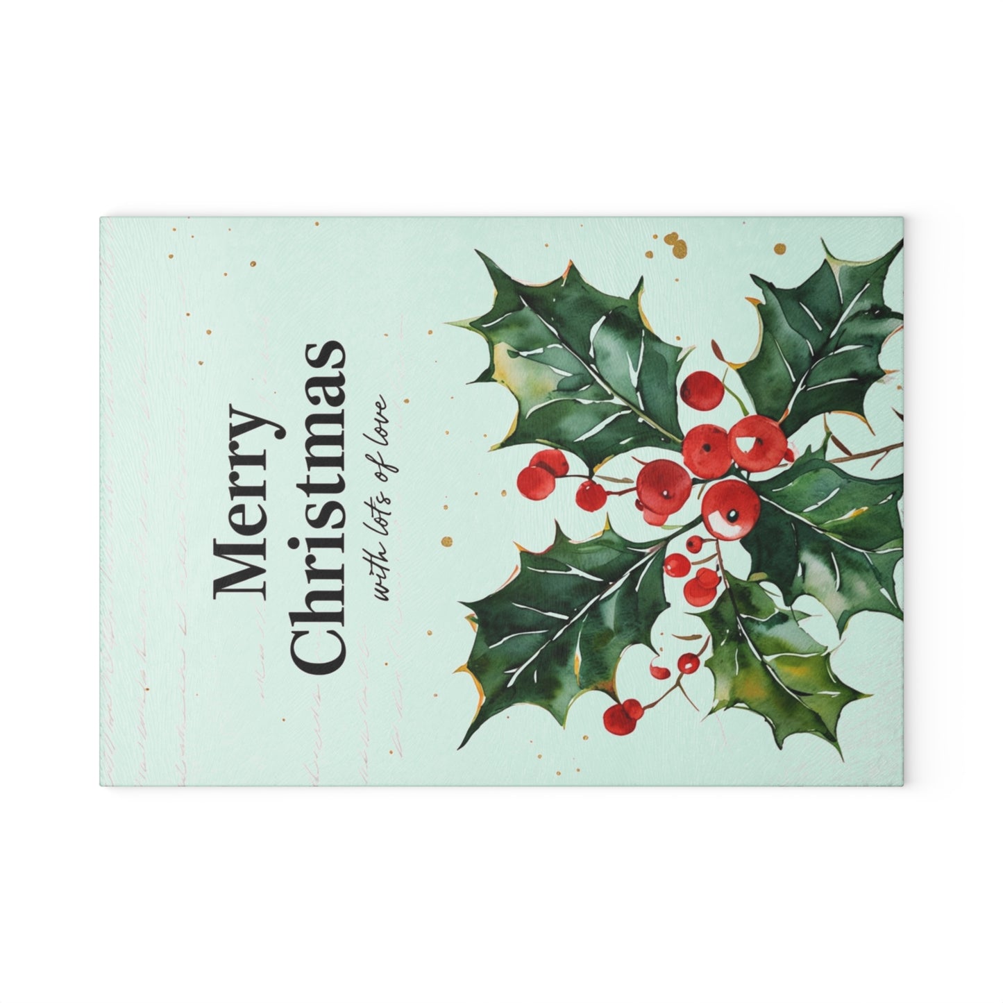 Christmas Holly Glass Cutting Board - "Merry Christmas" Holiday Kitchen Decor