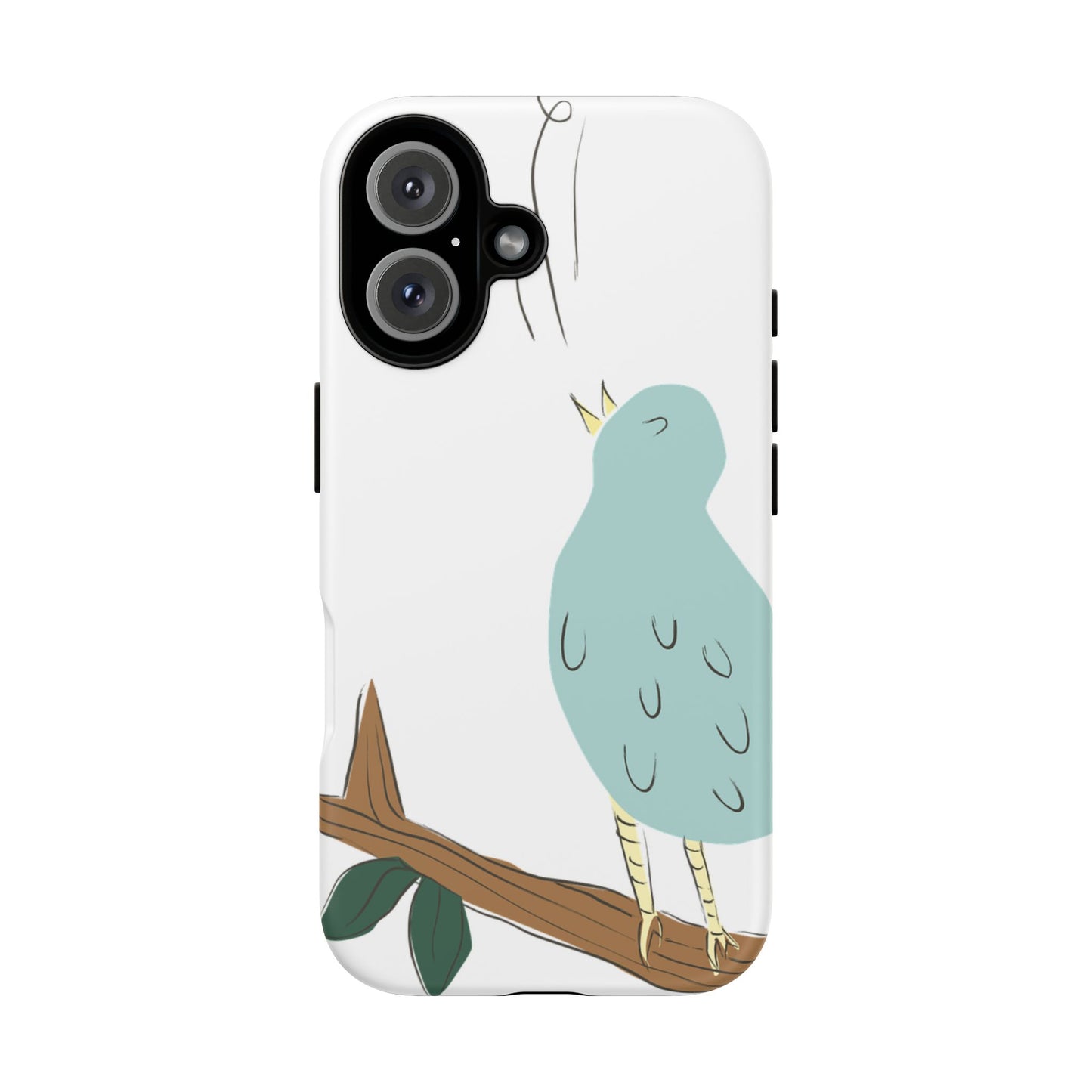Birdsong Phone Case — Cute Blue Bird on Branch Protective Case