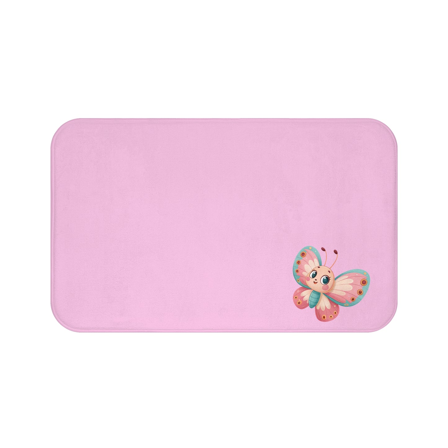 Cute Butterfly Pink Bath Mat | Soft Bathroom Rug for Kids, Bathroom Decor, Nursery Mat, Gift for New Parents