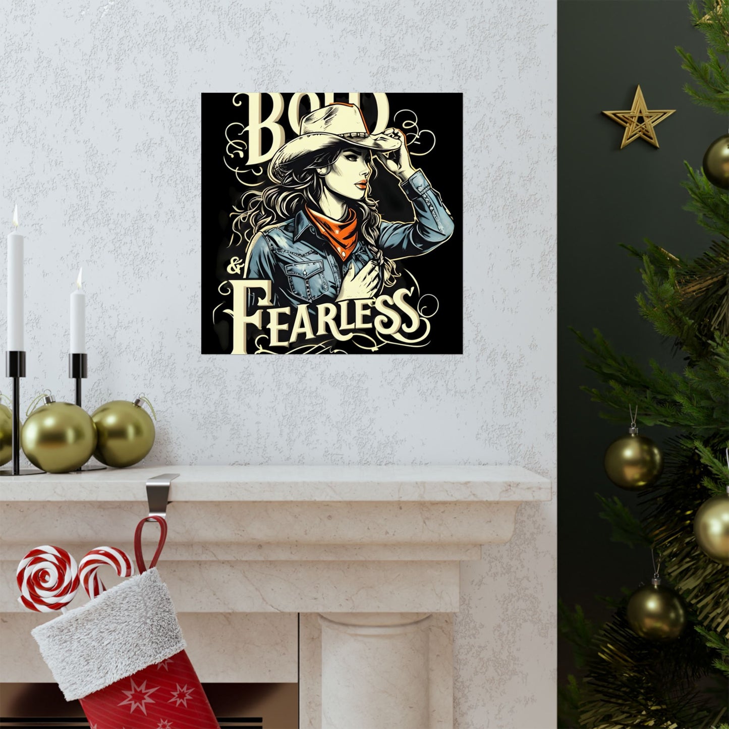 Bold & Fearless Cowboy Woman Poster — Matte Vertical Wall Art