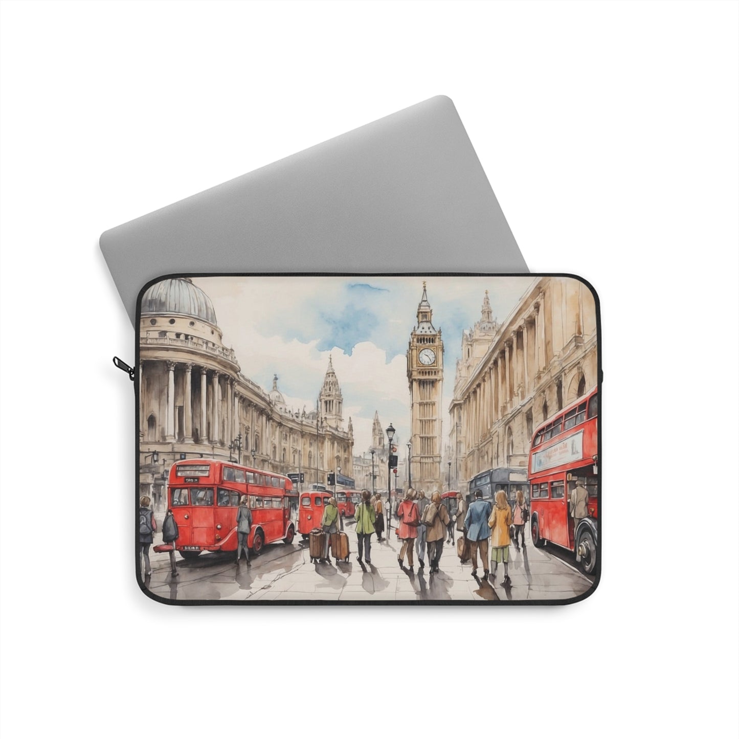Stylish London Laptop Sleeve, Red Bus Design, Perfect for Students, Professionals, Travelers, Great Gift for Tech Lovers