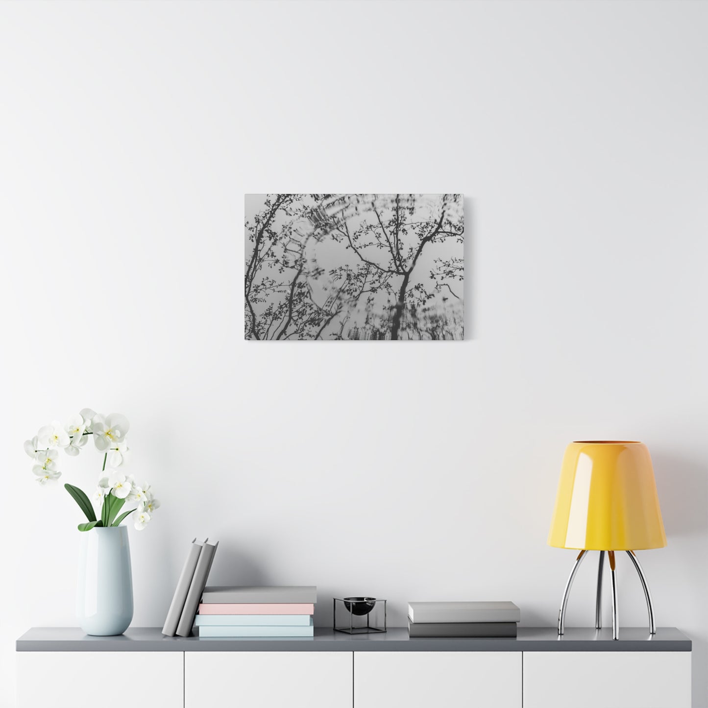 Canvas Wall Art — Monochrome Blurred Ferris Wheel with Tree Silhouettes