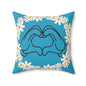 Heart Hands Floral Throw Pillow