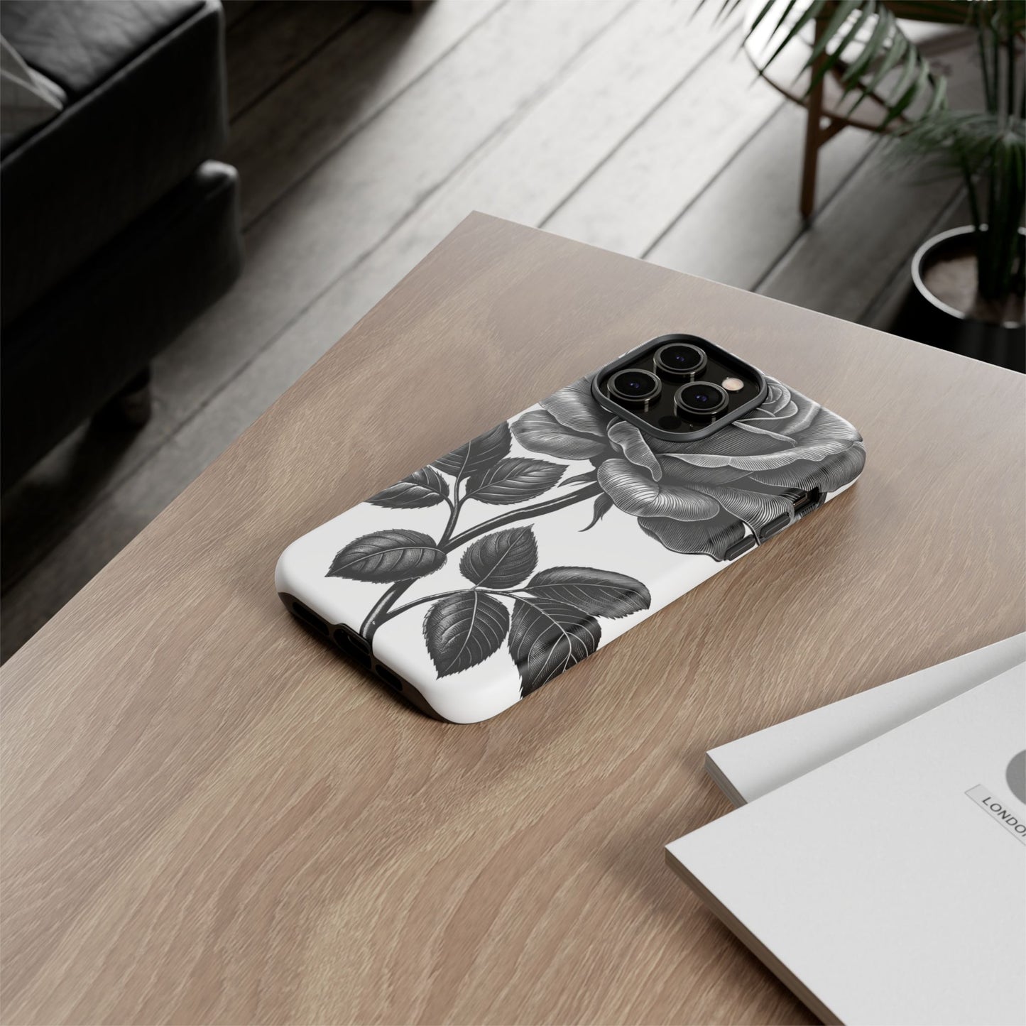 Elegant Floral Phone Case - Tough Cases, Black Rose Design, Floral Phone Cover, Stylish Phone Accessory, Gift for Her, Mother's Day