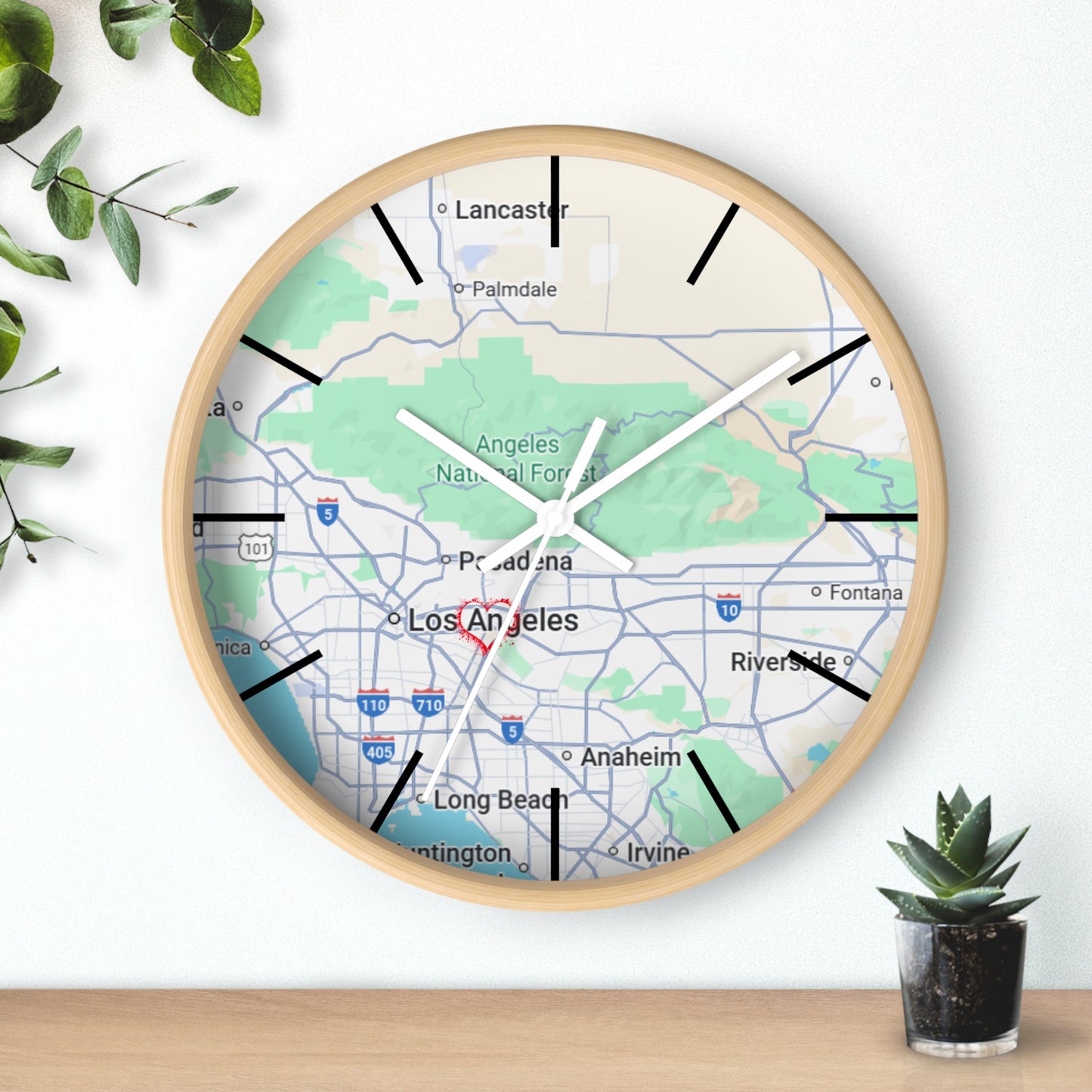 Los Angeles Wall Clock, Unique Home Decor, Custom City Map Clock, Modern Timepiece, Gift for Map Lovers