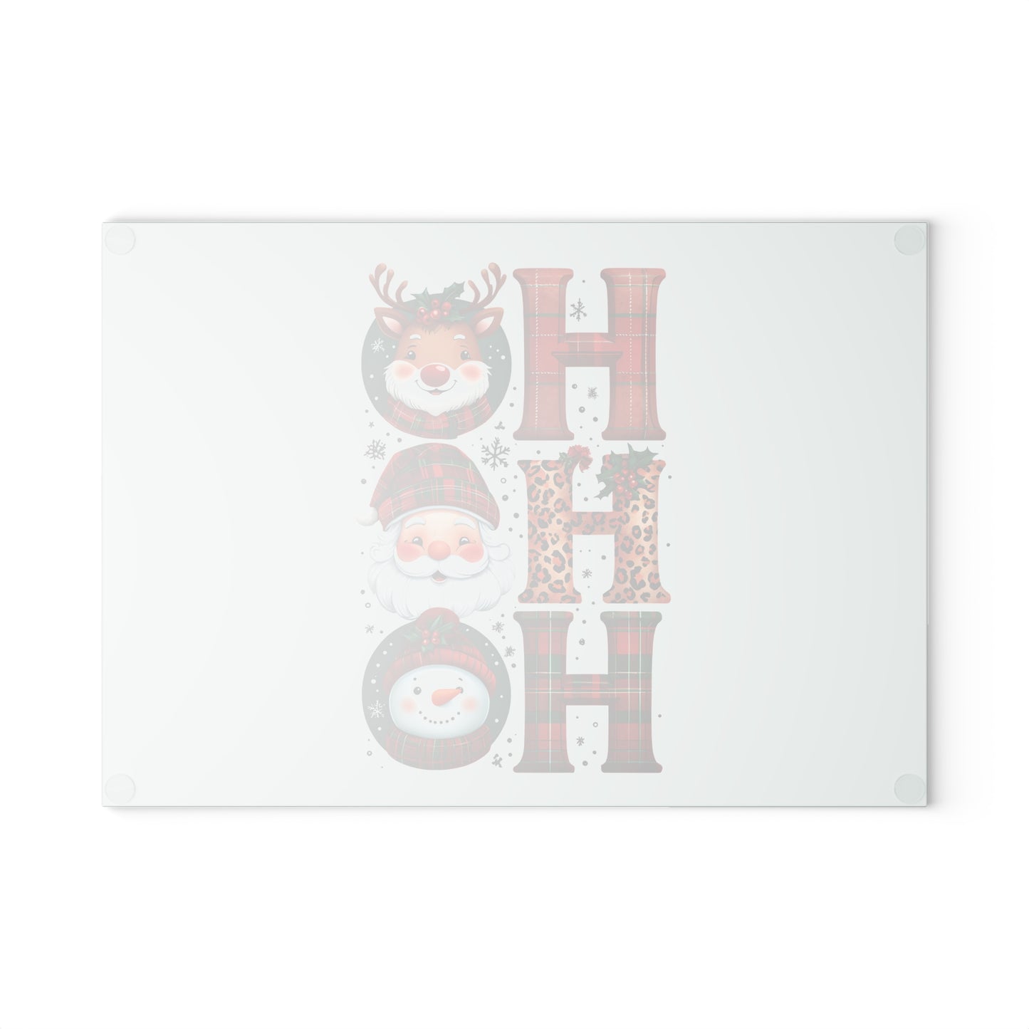 Festive Glass Cutting Board with 'HO HO HO' Design, Holiday Gift, Kitchen Decor, Seasonal Cooking, Christmas Party