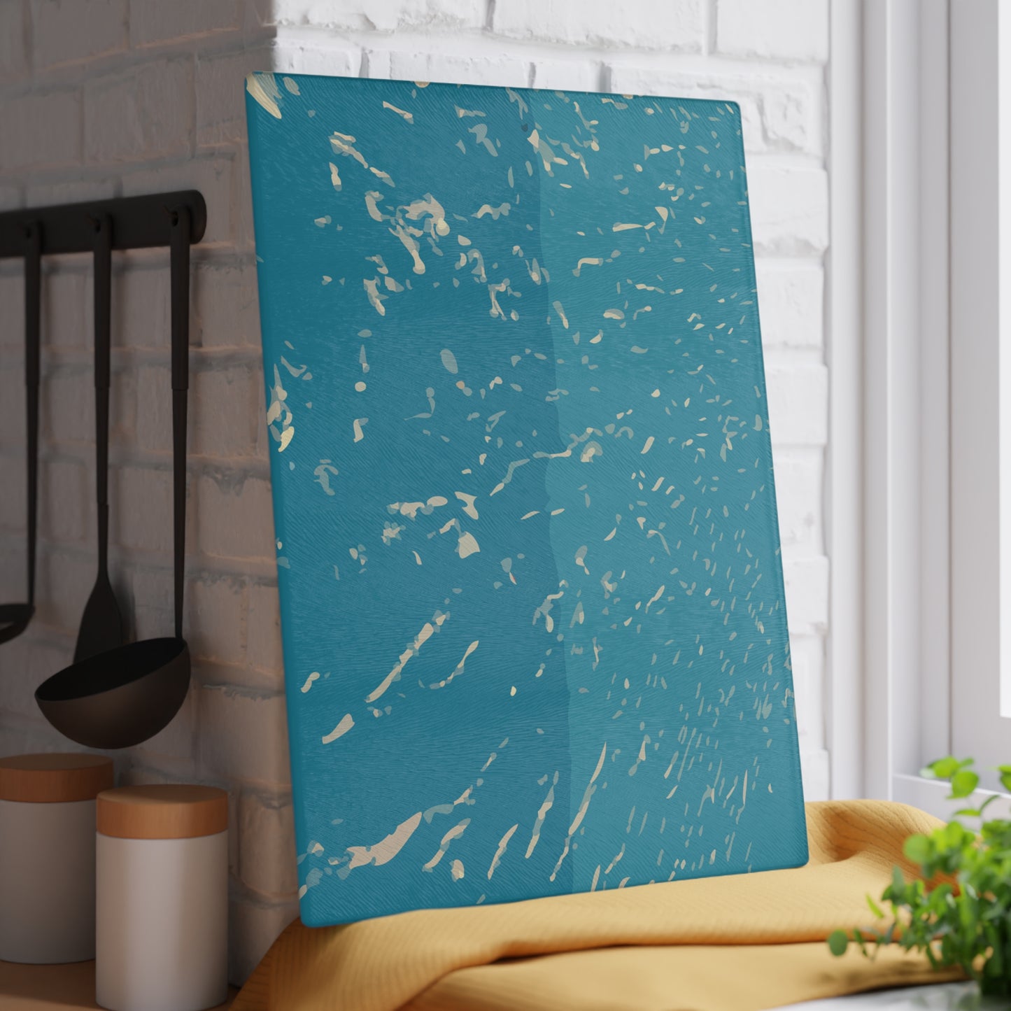 Aqua Wave Glass Cutting Board | Kitchen Decor, Unique Gift, Cooking Accessory, Home Chef Essentials, Wedding Registry