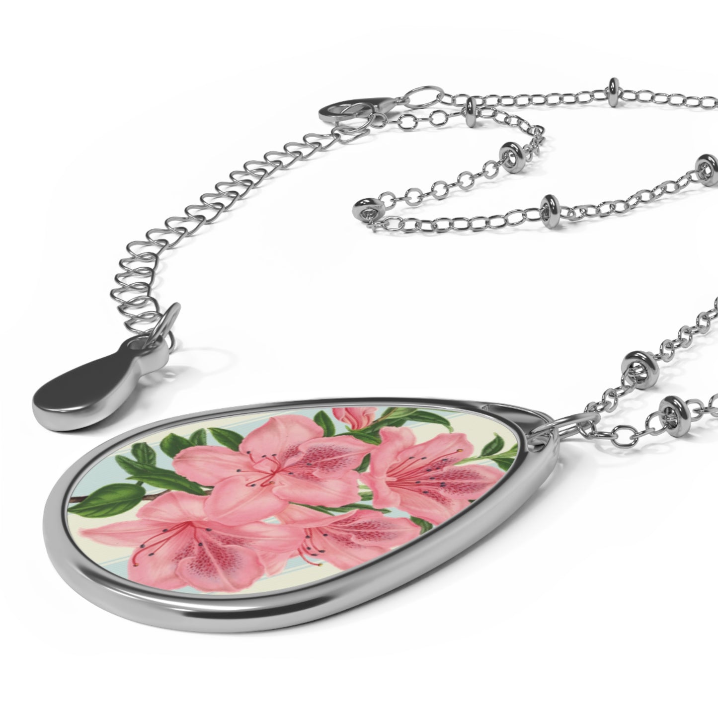Floral Oval Necklace, Elegant Jewelry Gift for Her, Mother's Day