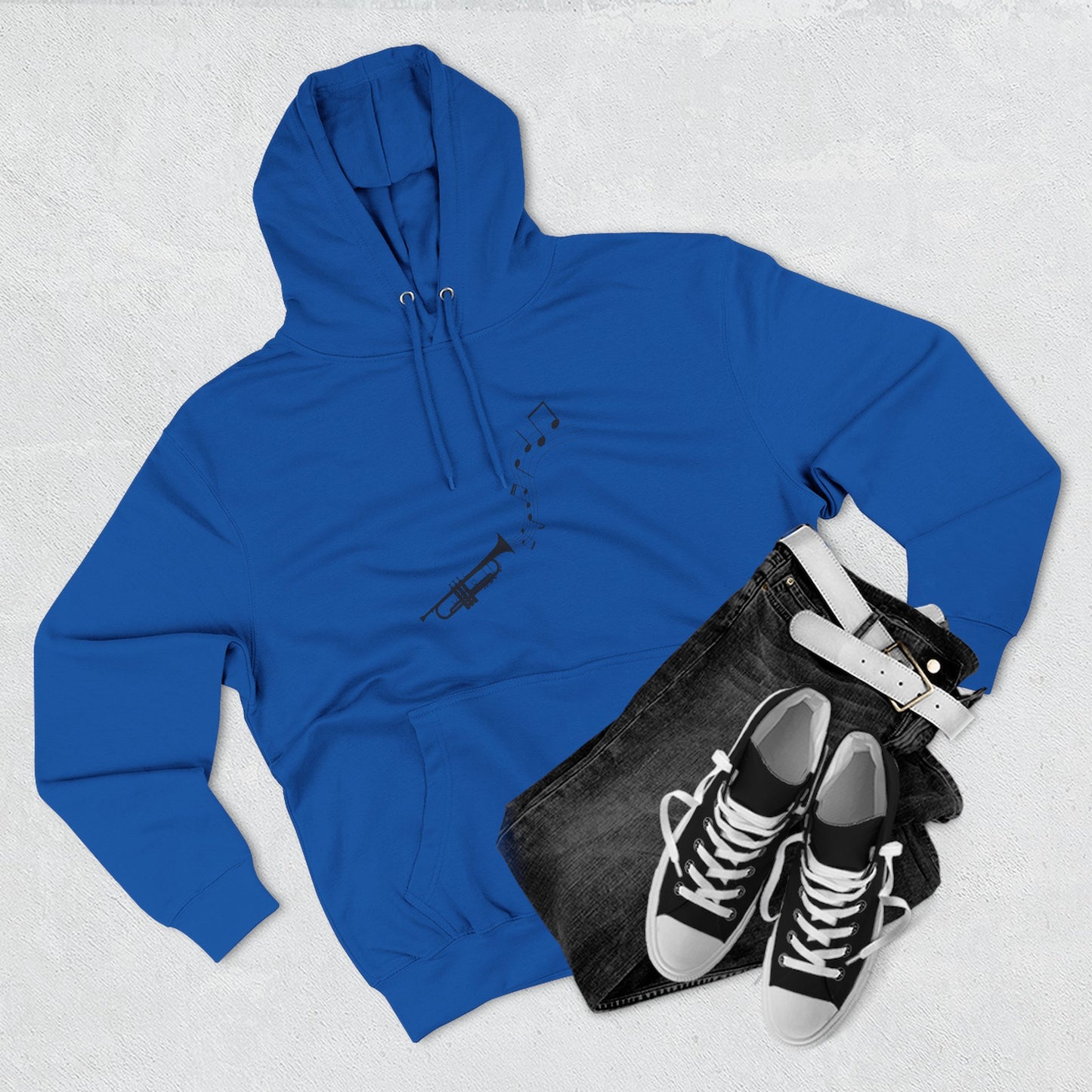 Trumpet Music Notes Hoodie — Minimalist Jazz Instrument Pullover