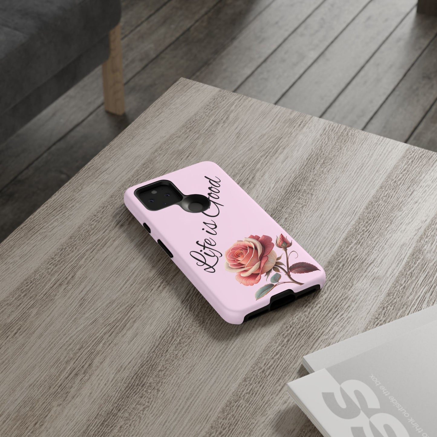 Roses & Positivity Phone Case - Floral Design, Life is Good, Tough Cases for Everyday Wear, Gift for Friends, Mother's Day, Spring [...]