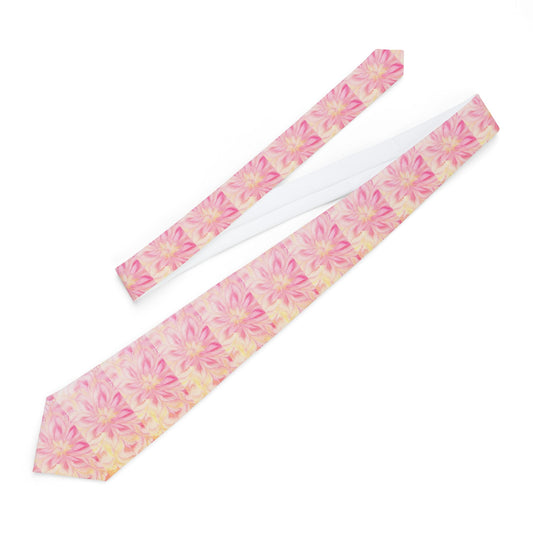 Floral Pattern Necktie - Elegant Pink Tie for Weddings and Formal Events
