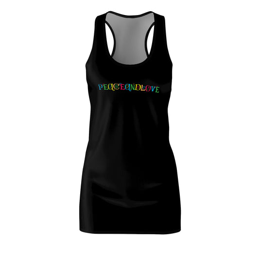 Peace and Love Women's Racerback Dress, Casual Summer Dress, Festival Attire, Everyday Wear, Inspirational Clothing, Gift for Her