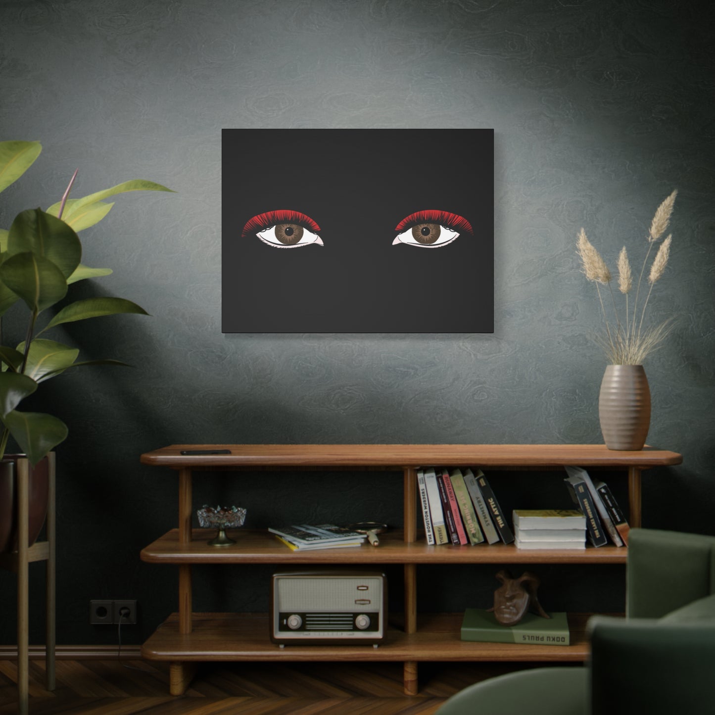 Red Lashes Wall Art Canvas — Glam Eyes Makeup Decor