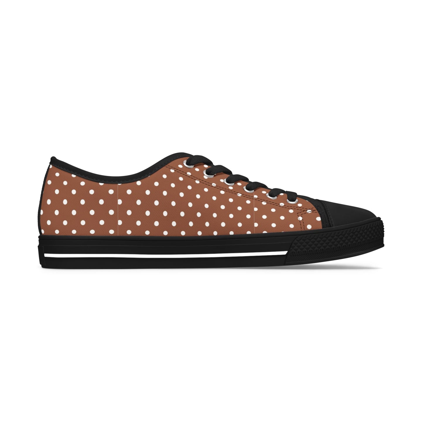 Brown Polka Dot Low Top Sneakers —  Casual Retro Canvas Shoes