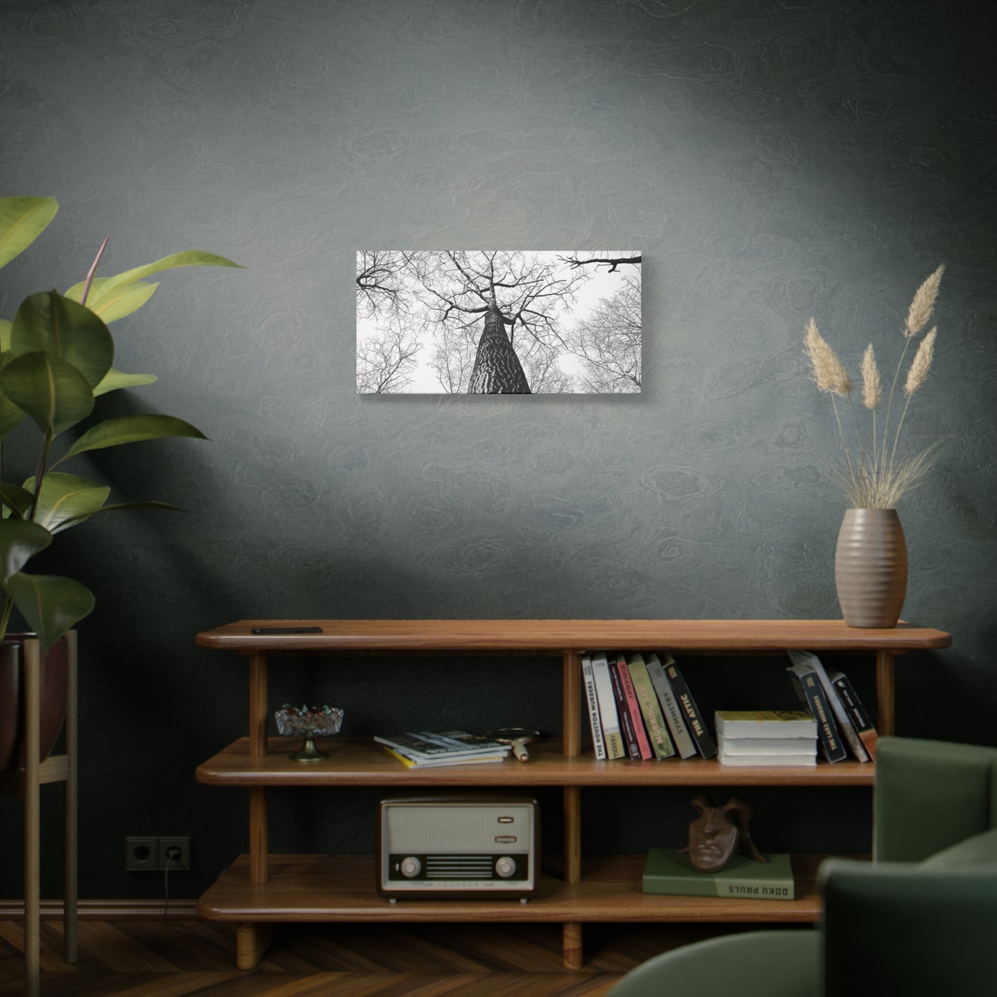 Black & White Tree Canopy Matte Canvas Wall Art — Upward Forest Photography