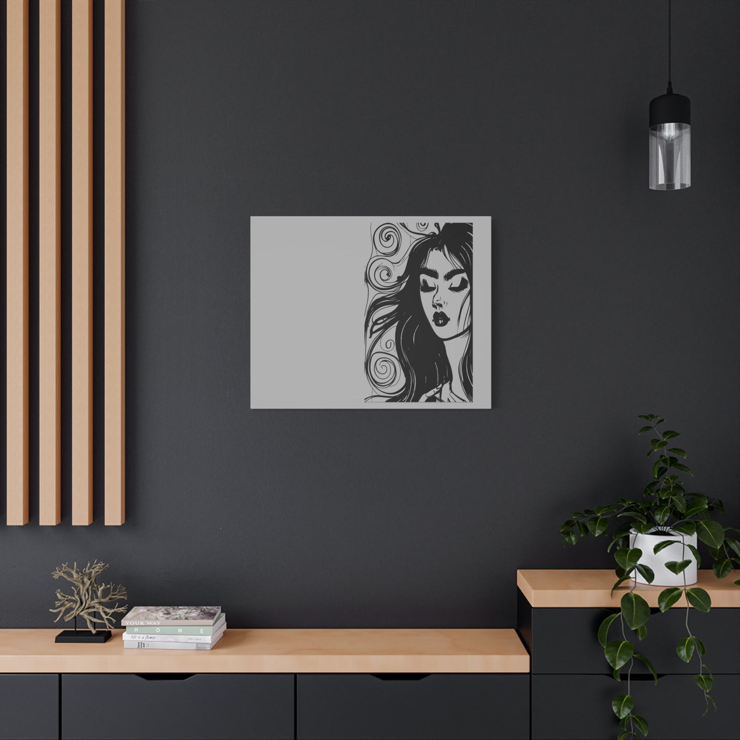Gothic Woman Portrait Canvas Art — Matte Stretched Wall Decor