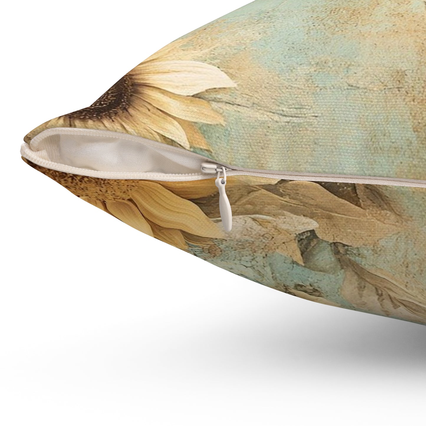 Sunflower Print Square Pillow, Floral Home Decor, Cozy Throw Cushion, Rustic Room Accent, Gift for Her, Summer Vibes