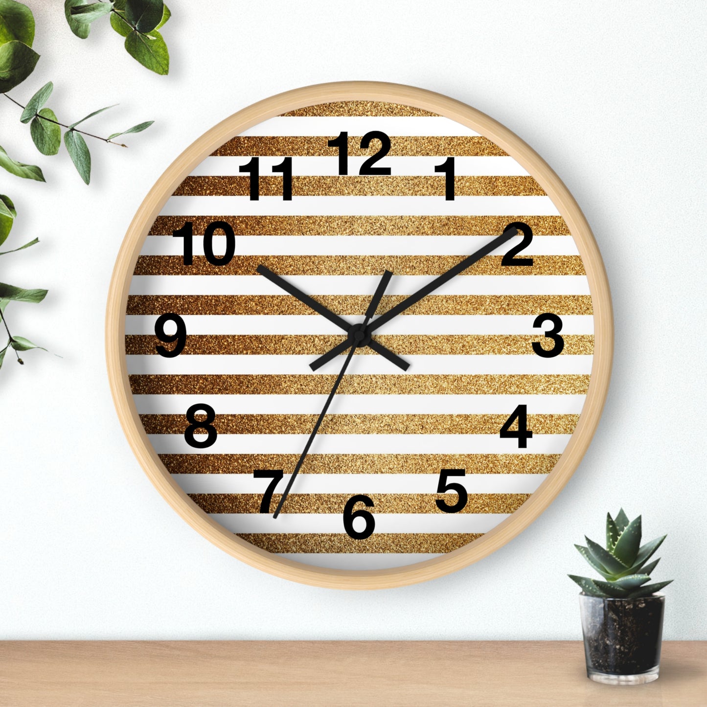 Stylish Wooden Striped Wall Clock, Modern Home Decor, Unique Gift, Minimalist Design, Living Room Wall Art, Timeless Addition