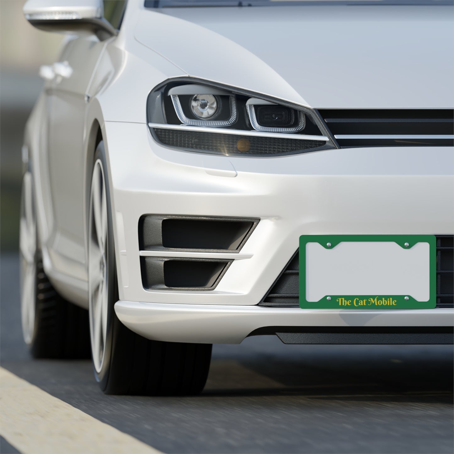 Funny Metal License Plate Frame - The Cat Mobile