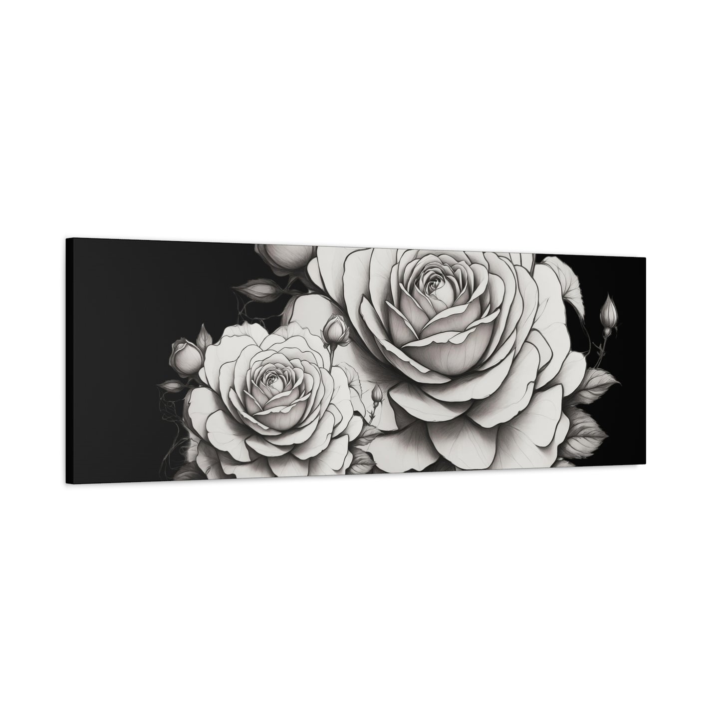 Monochrome Rose Canvas Print — Black & White Floral Wall Art