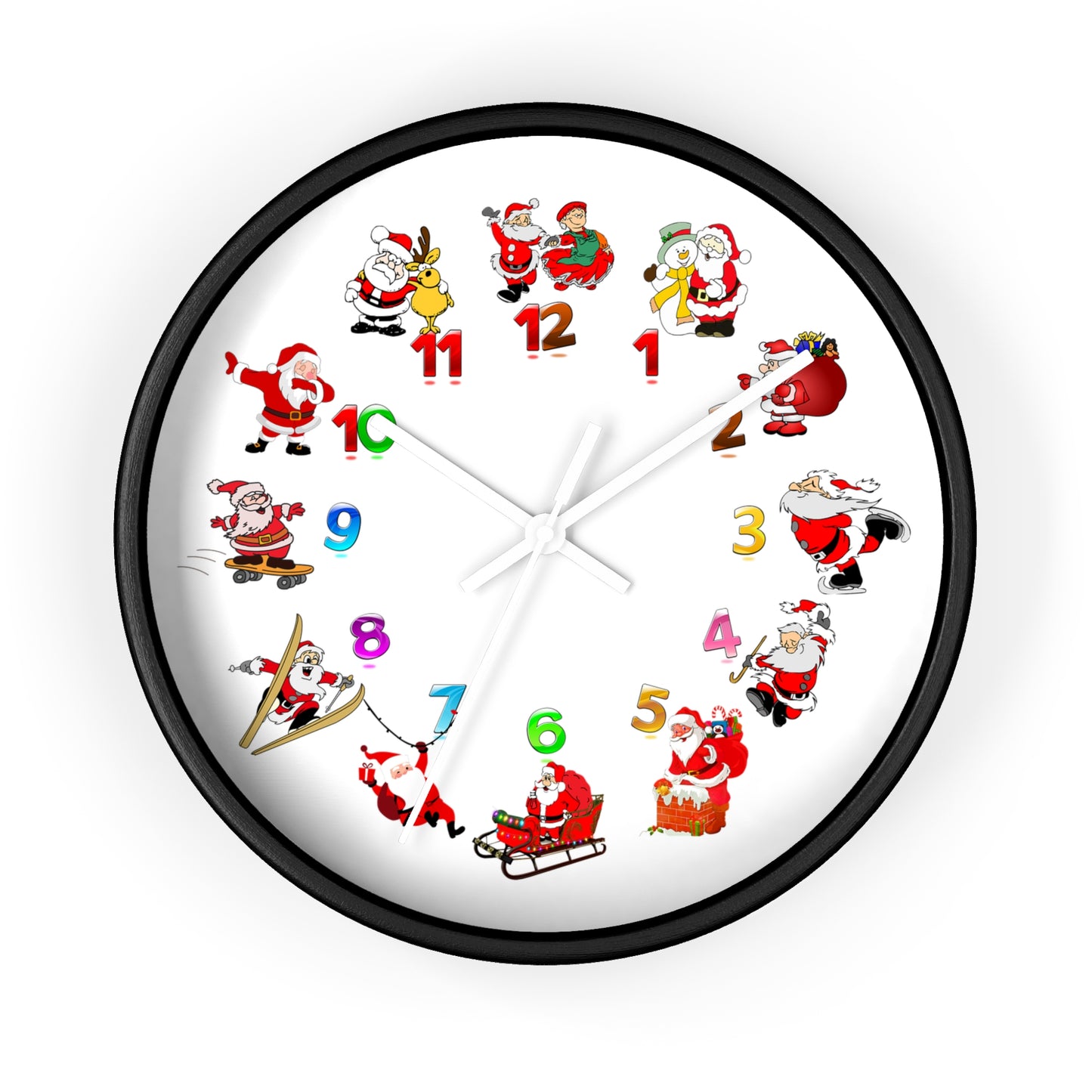 Festive Santa Wall Clock, Christmas Decor, Holiday Home Accent, Gift for Kids, Fun Timepiece, Seasonal Clock, Xmas Decoration