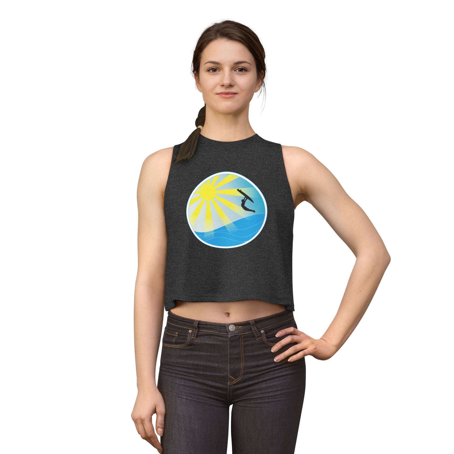Sunrise Surf Circle Crop Top — Women’s Beach Wave Tank