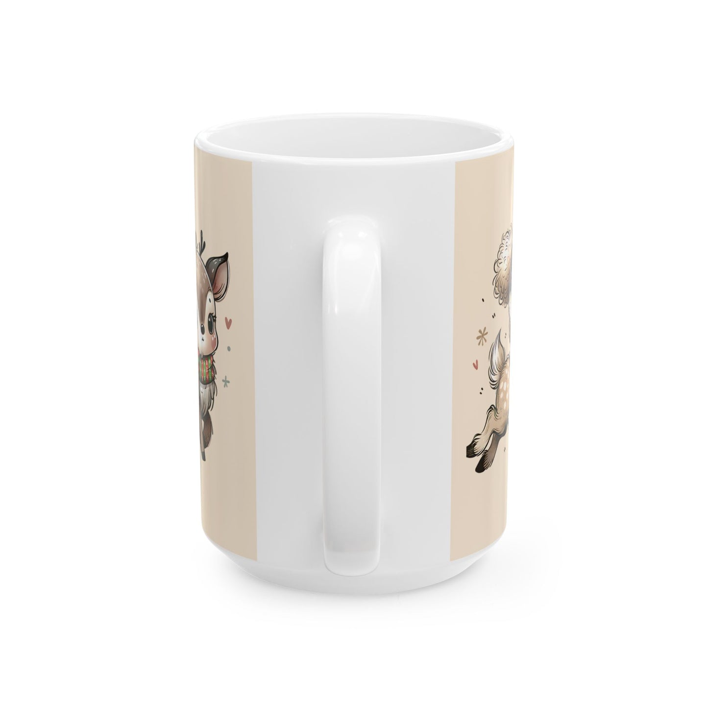 Cute Reindeer Mug — Kawaii Christmas Deer Ceramic Coffee Cup (11oz, 15oz)