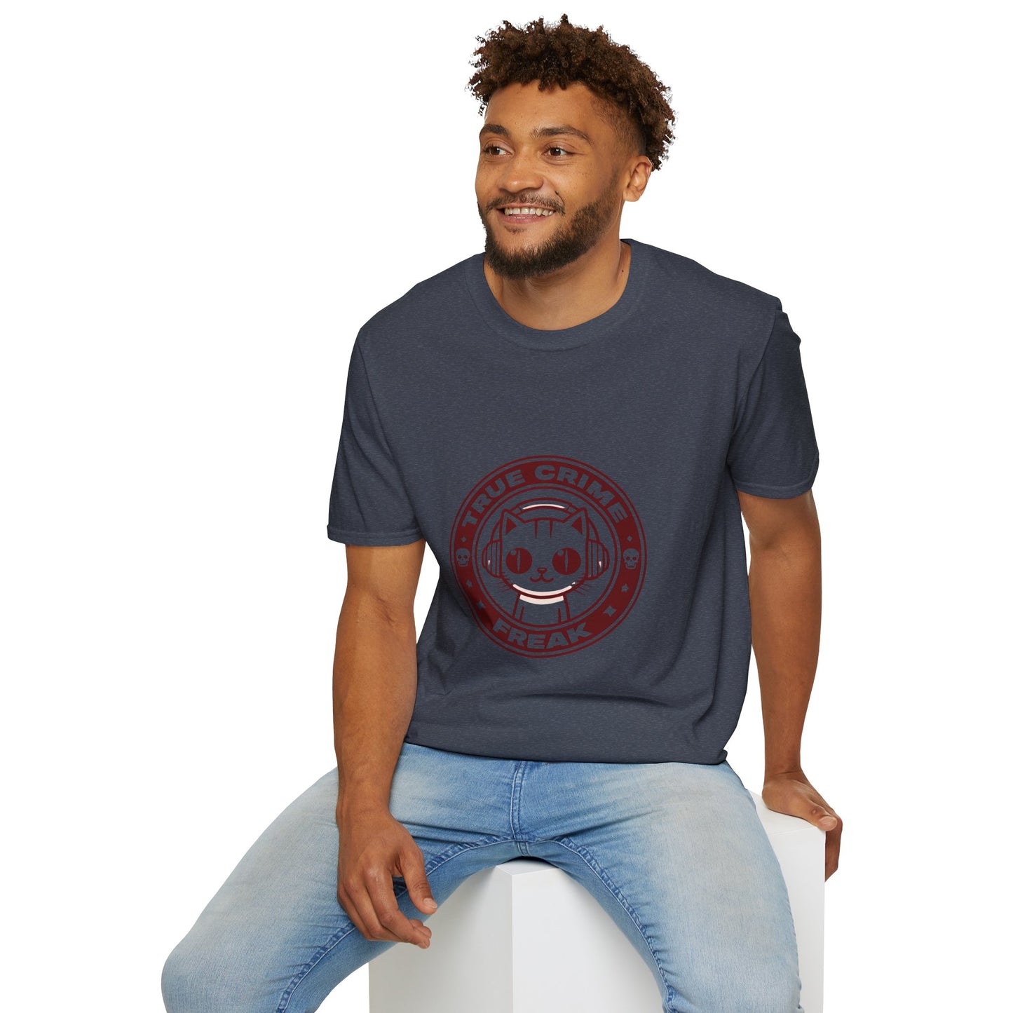 True Crime Freak Cat T-Shirt – Cute Kitty Badge Tee for True Crime Fans