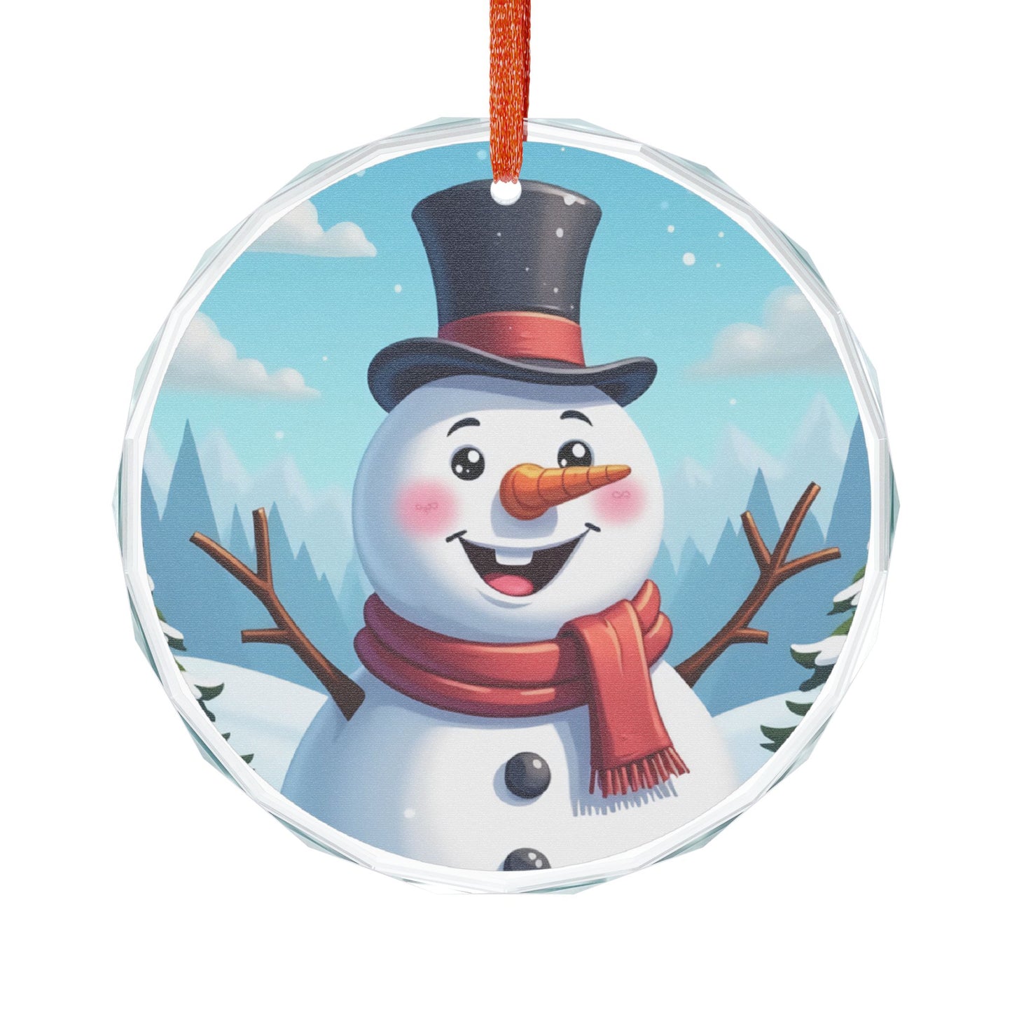 Heart Crystal Ornament — Cheerful Snowman Holiday Decoration