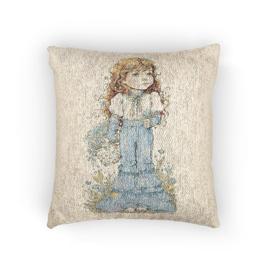 Charming Woven Pillow, Cozy Home Decor, Vintage-Style Cushion, Floral Accent Pillow, Bohemian Gift Idea, Couch or Bed Throw