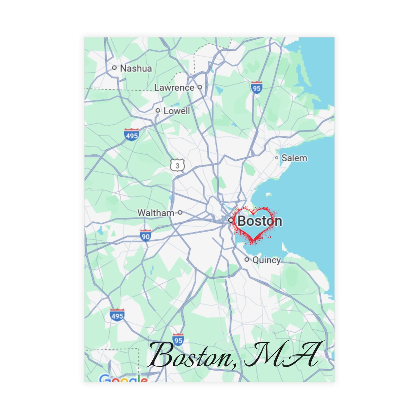 Boston Map Postcard Bundle - Personalized Travel Keepsake, Perfect for Souvenirs, Gifts, Wedding Invitations, or Event Thank You Cards