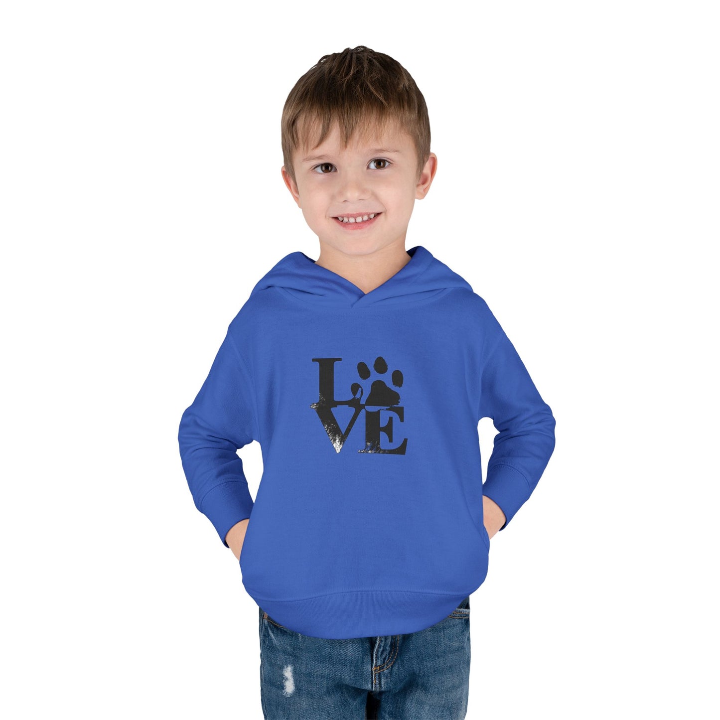 Paw Print Love Toddler Fleece Hoodie, Cute Kids Sweatshirt, Animal Lover Gift, Pet Lover Apparel, Cozy Toddler Hoodie