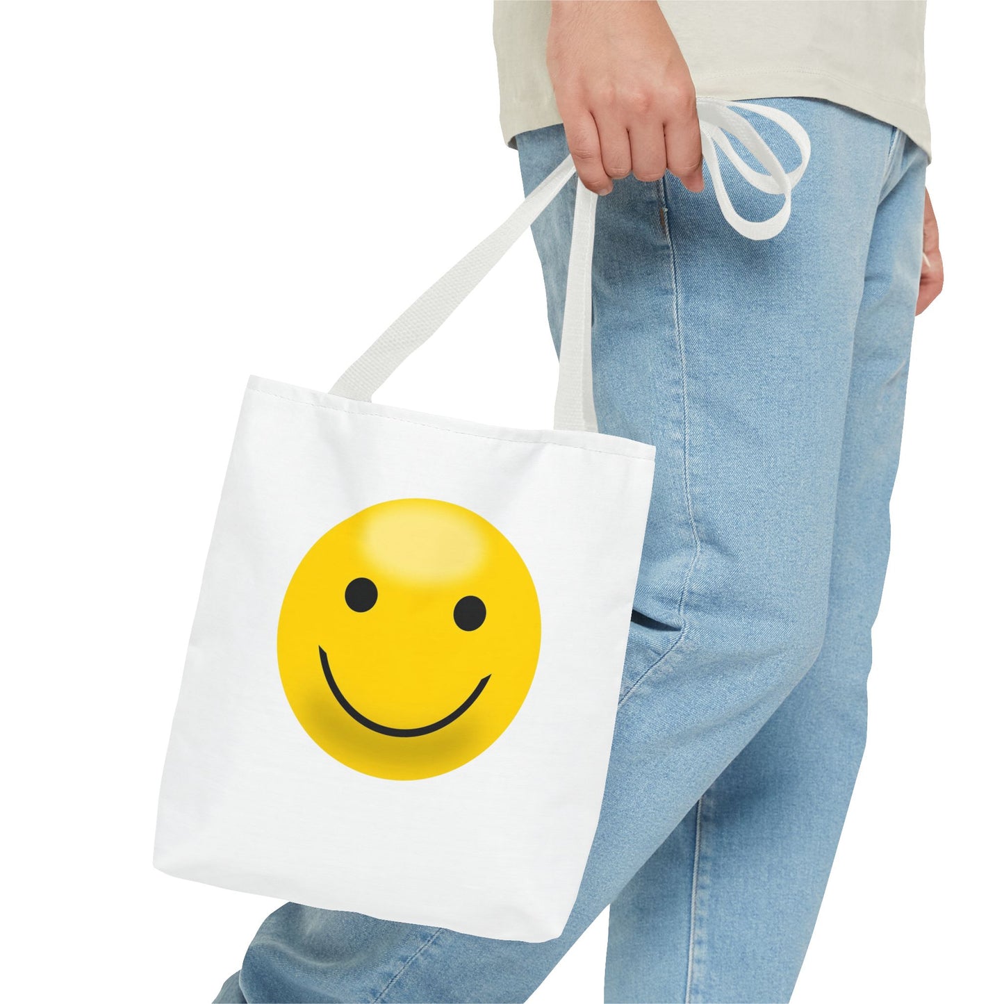 Smiley Face Tote Bag, Eco-Friendly Shopping Bag, Fun Beach Bag, Gift for Teens, Happy Tote for Everyday Use