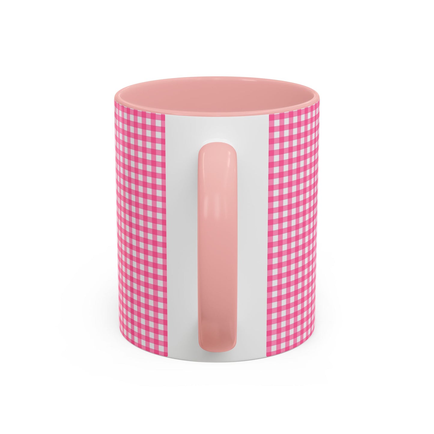 Pink Gingham Accent Coffee Mug, Cute Kitchen Decor, Gift for Coffee Lovers, Home Office Mug, Spring and Summer Vibes