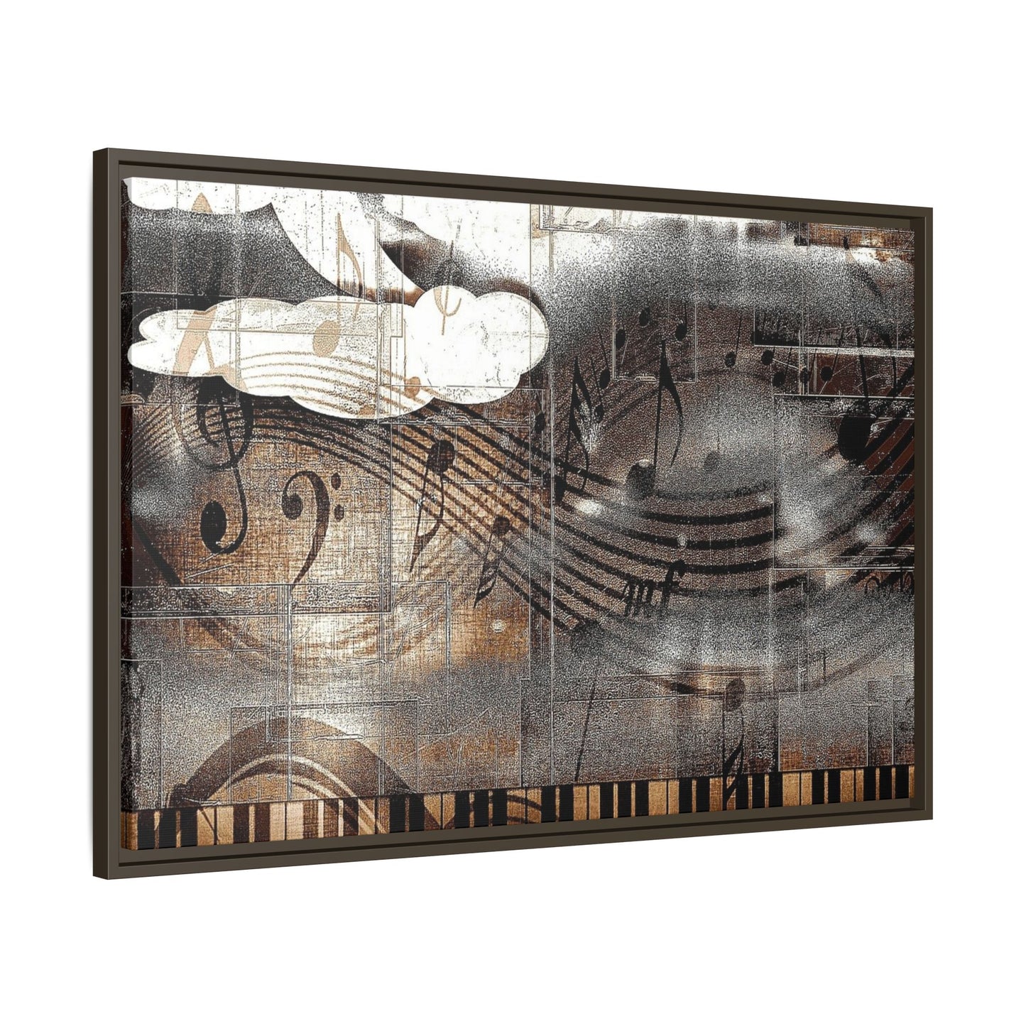 Framed Music Notes Canvas Print — Abstract Vintage Piano & Sheet Music Wall Art