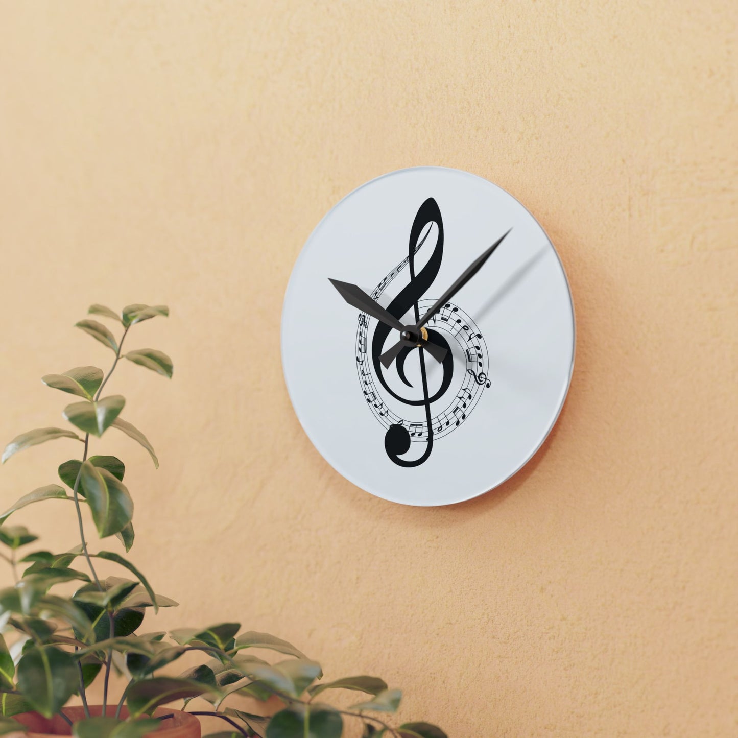 Musical Note Acrylic Wall Clock, Modern Home Decor, Gift for Music Lovers