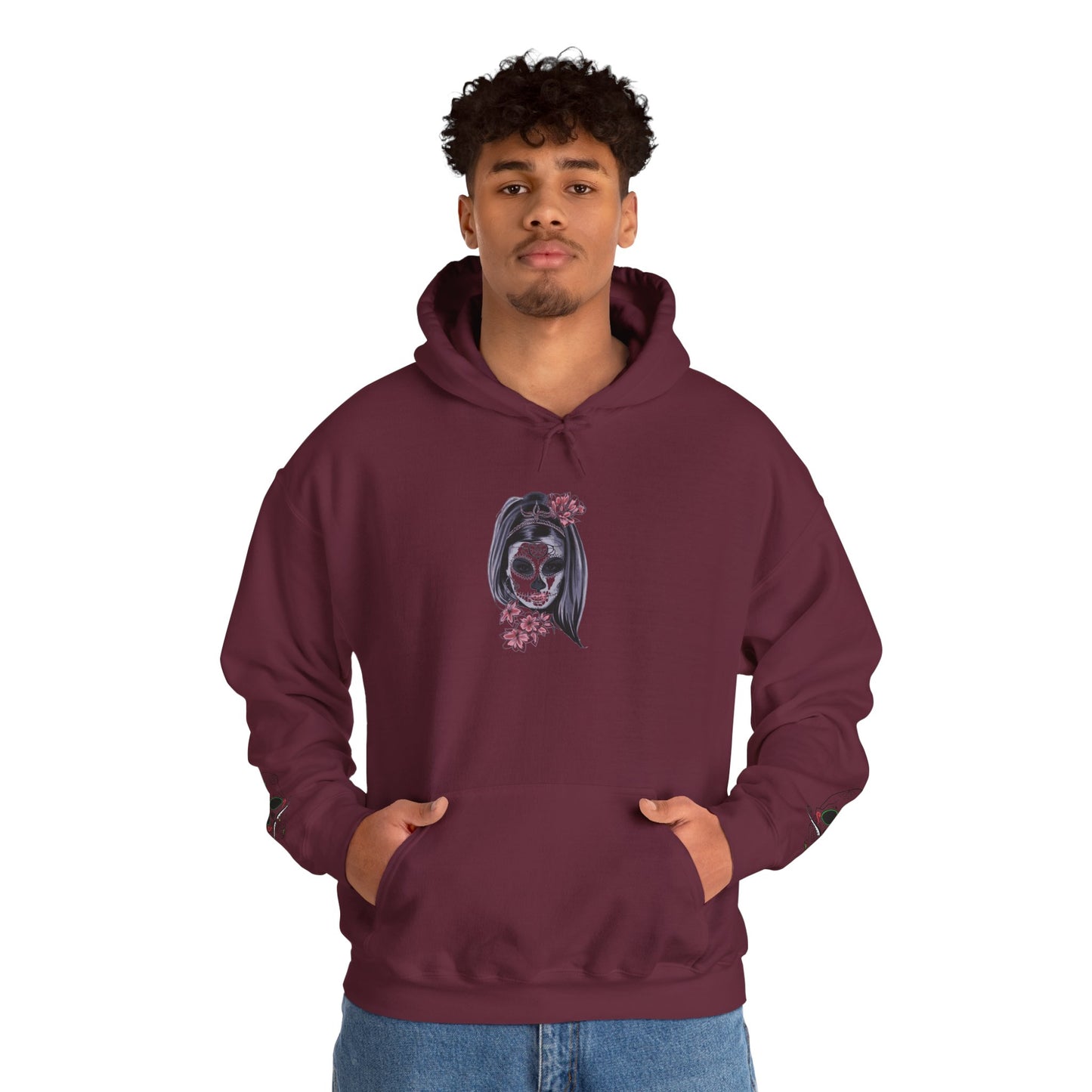Day of the Dead Hoodie | Unisex Heavy Blend Sweatshirt, Skull Art, Mexican Holiday Apparel, Halloween Costume, Festival Gear