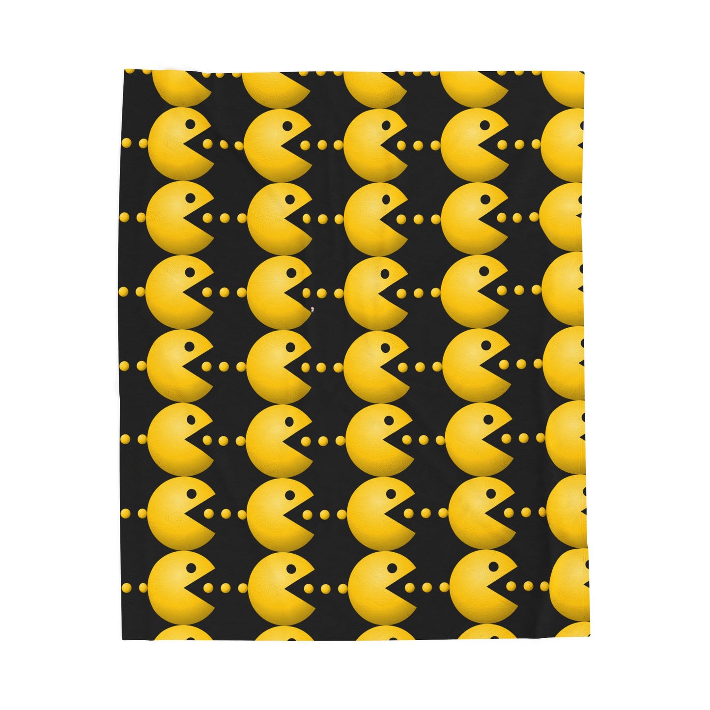Pac-Man Velveteen Plush Blanket, Cozy Gaming Throw, Retro Style Decor, Gift for Gamers, Soft Fleece Blanket, Video Game Room Accessory
