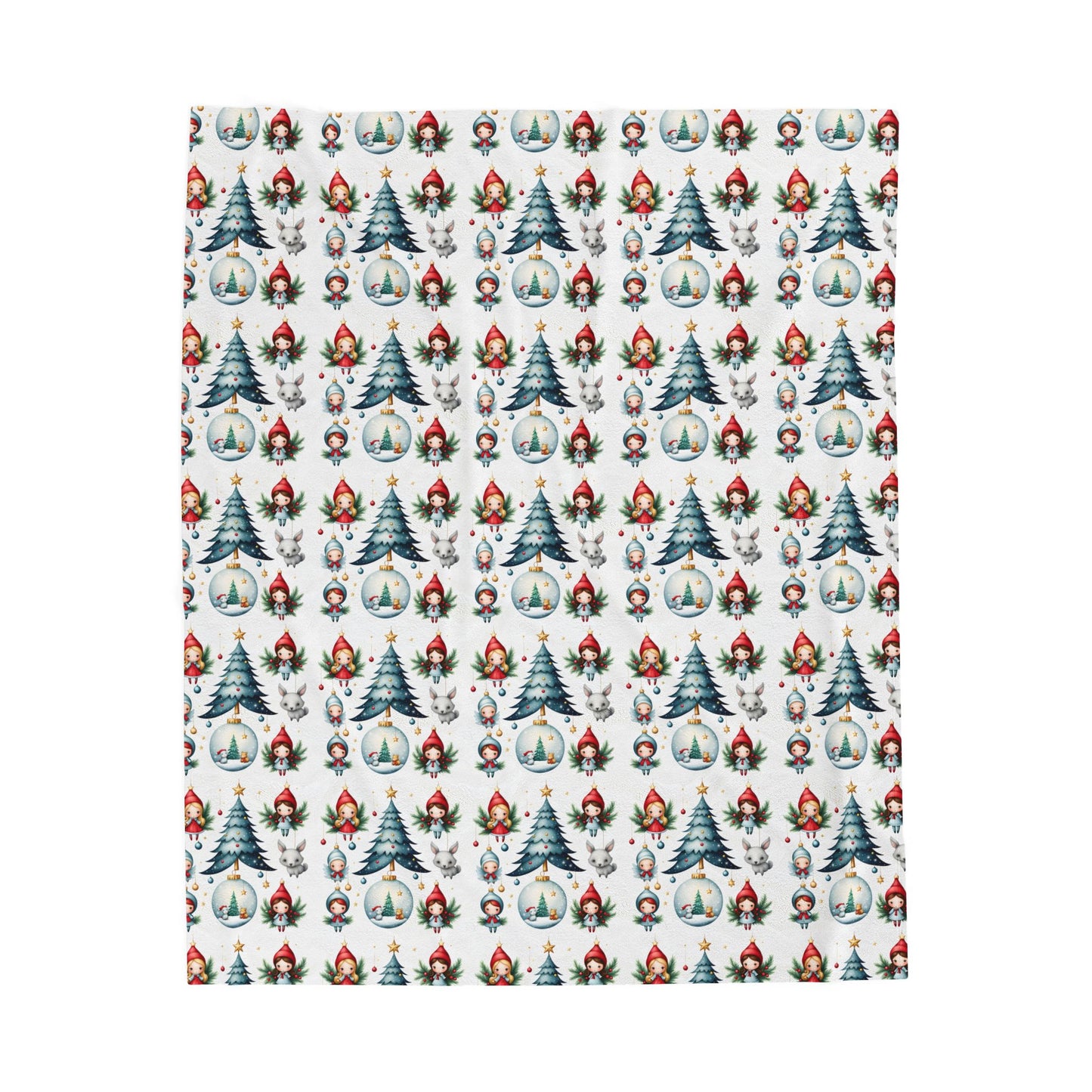 Christmas Gnome & Tree Velveteen Plush Blanket — Cozy Holiday Throw