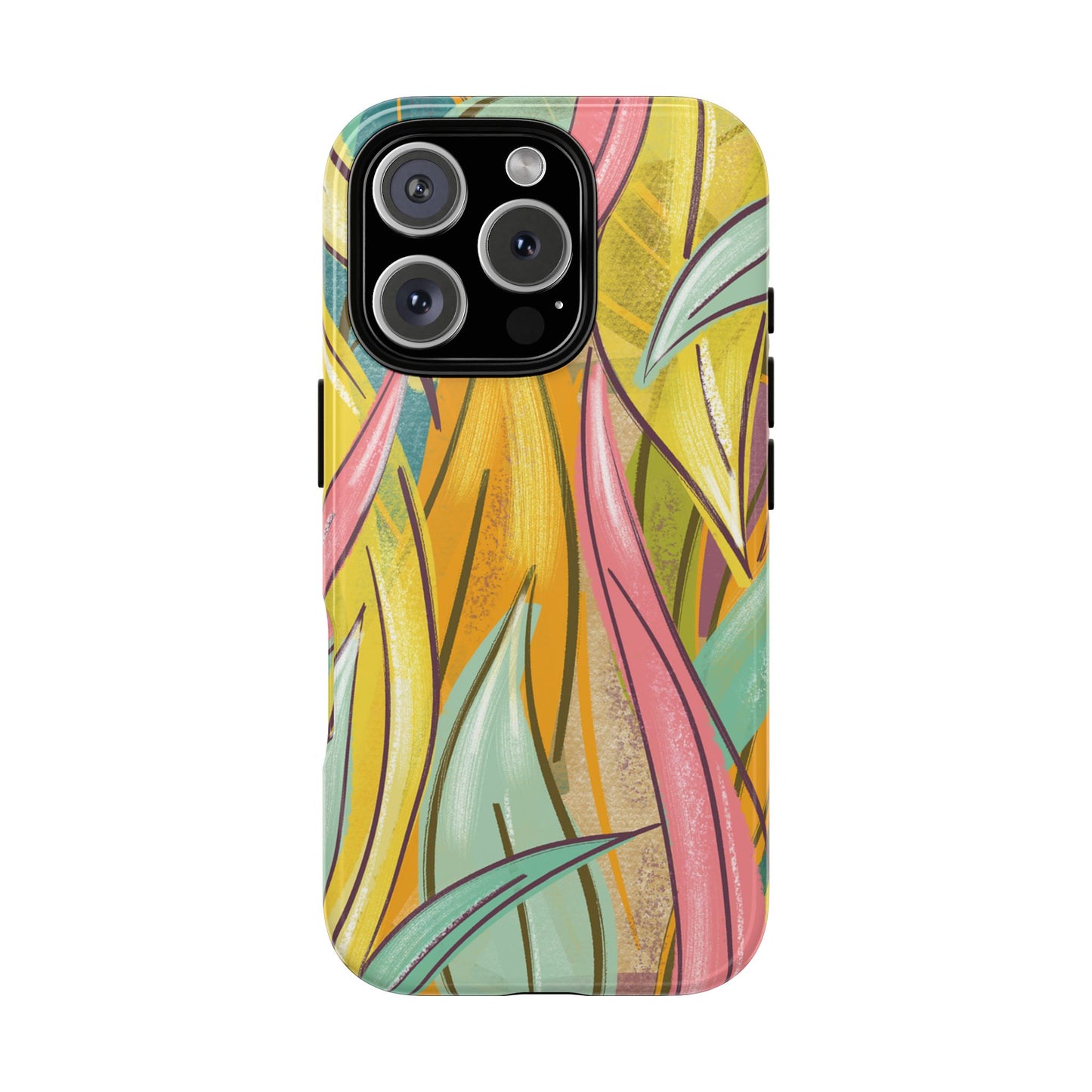 Vibrant Phone Case with Colorful Leaf Design, Tough Cases for Nature Lovers, Eco-Friendly Gift, Summer Vibes, Floral Phone Cover