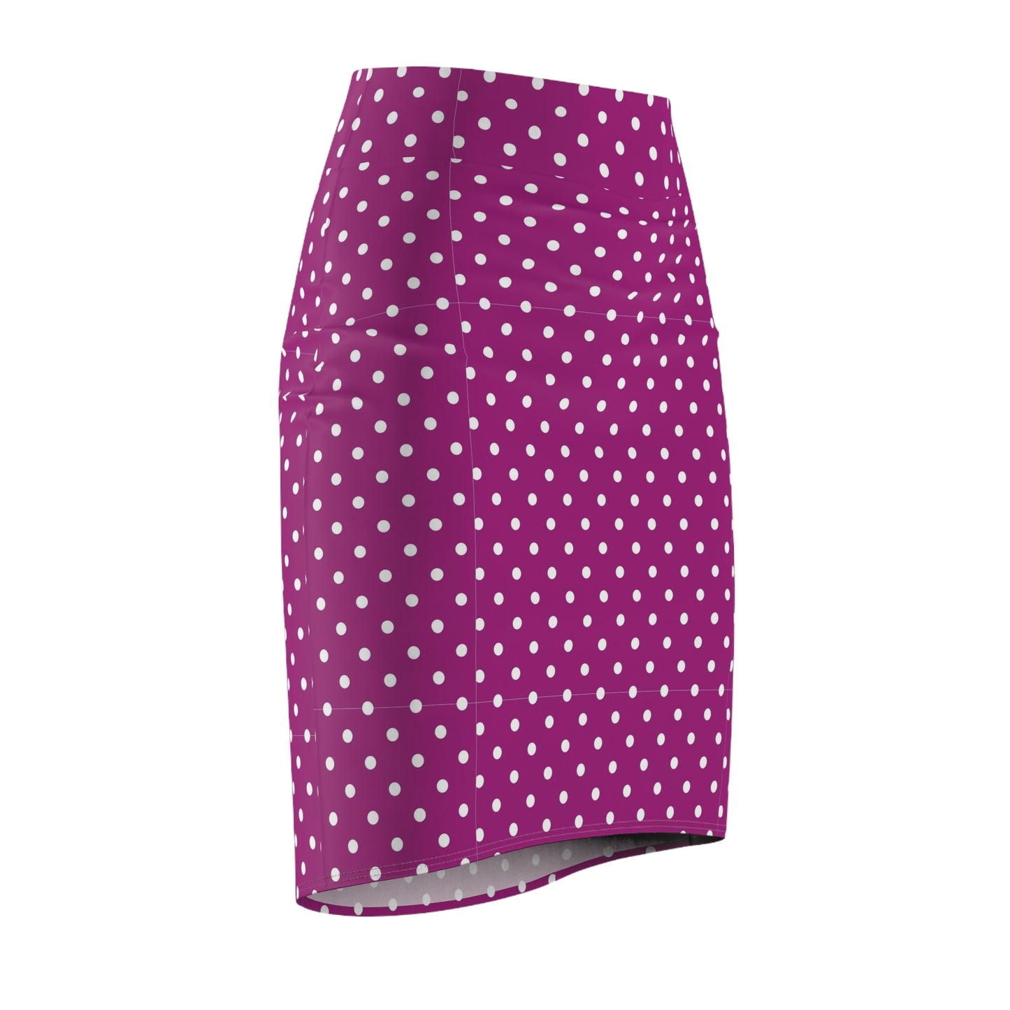 Purple Polka Dot Pencil Skirt — Retro Feminine Office & Party Wear