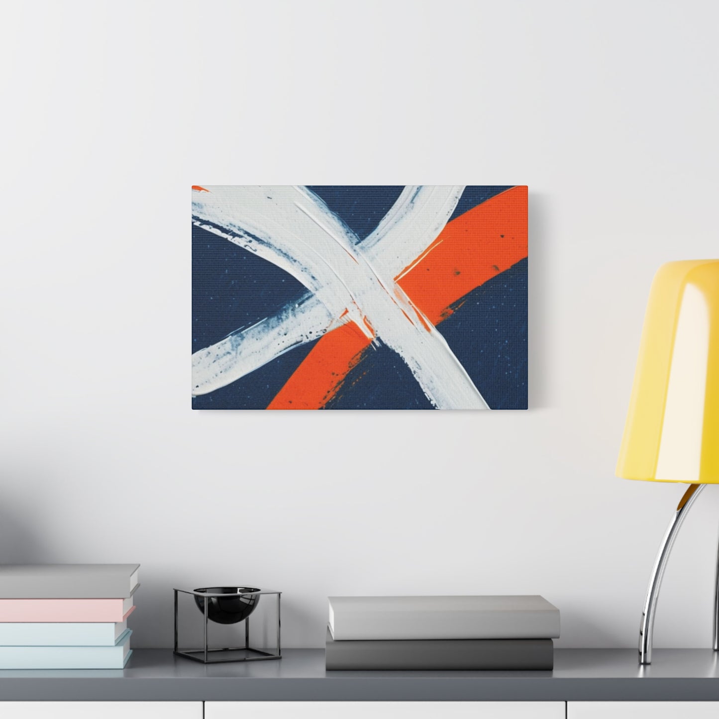Abstract Navy & Orange Brushstroke Canvas