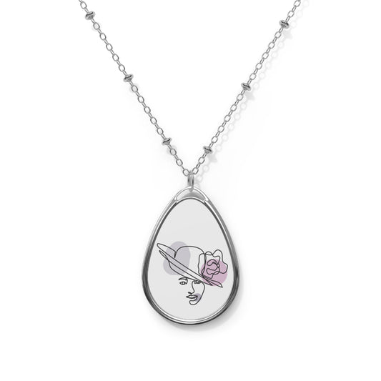 Elegant Oval Necklace with Hat Design, Fashion Jewelry, Women's Accessory, Mothers Day Gift, Feminine Statement Piece