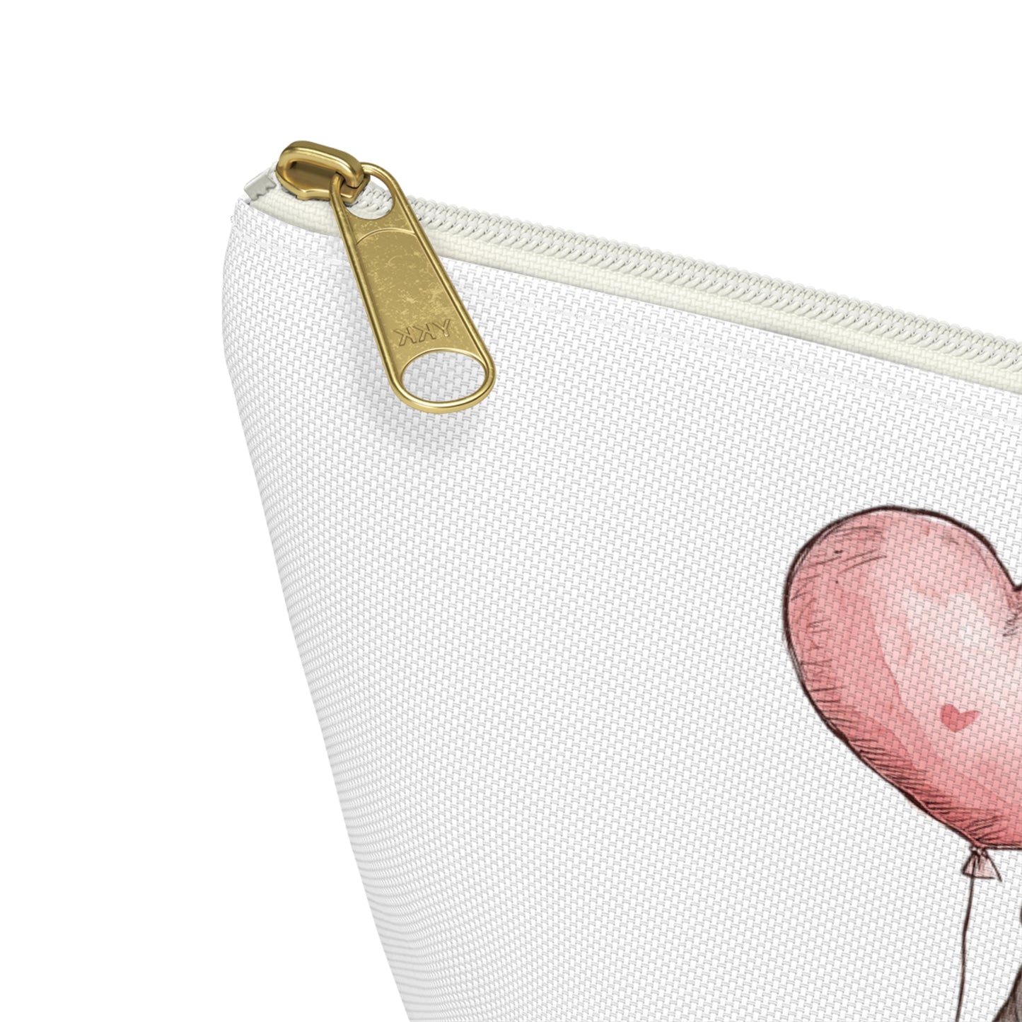 Good Vibes Hippo Accessory Pouch, Cute Makeup Bag, Gift for Animal Lovers, Fun Travel Organizer, Heart Balloon Design