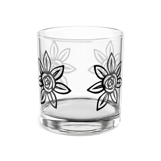 Floral Rocks Glass, Elegant Drinkware for Home Bar, Perfect for Gifts, Entertaining, and Celebrations