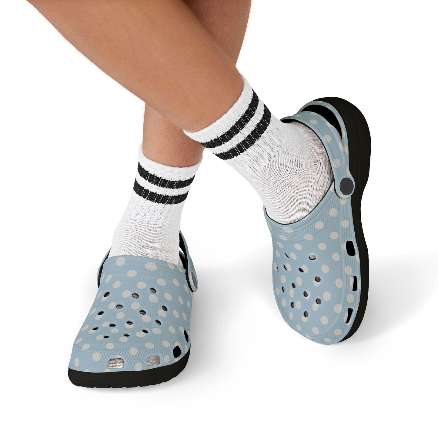 Kids Polka Dot EVA Foam Clogs — Light Blue Slip‑On Casual Shoes