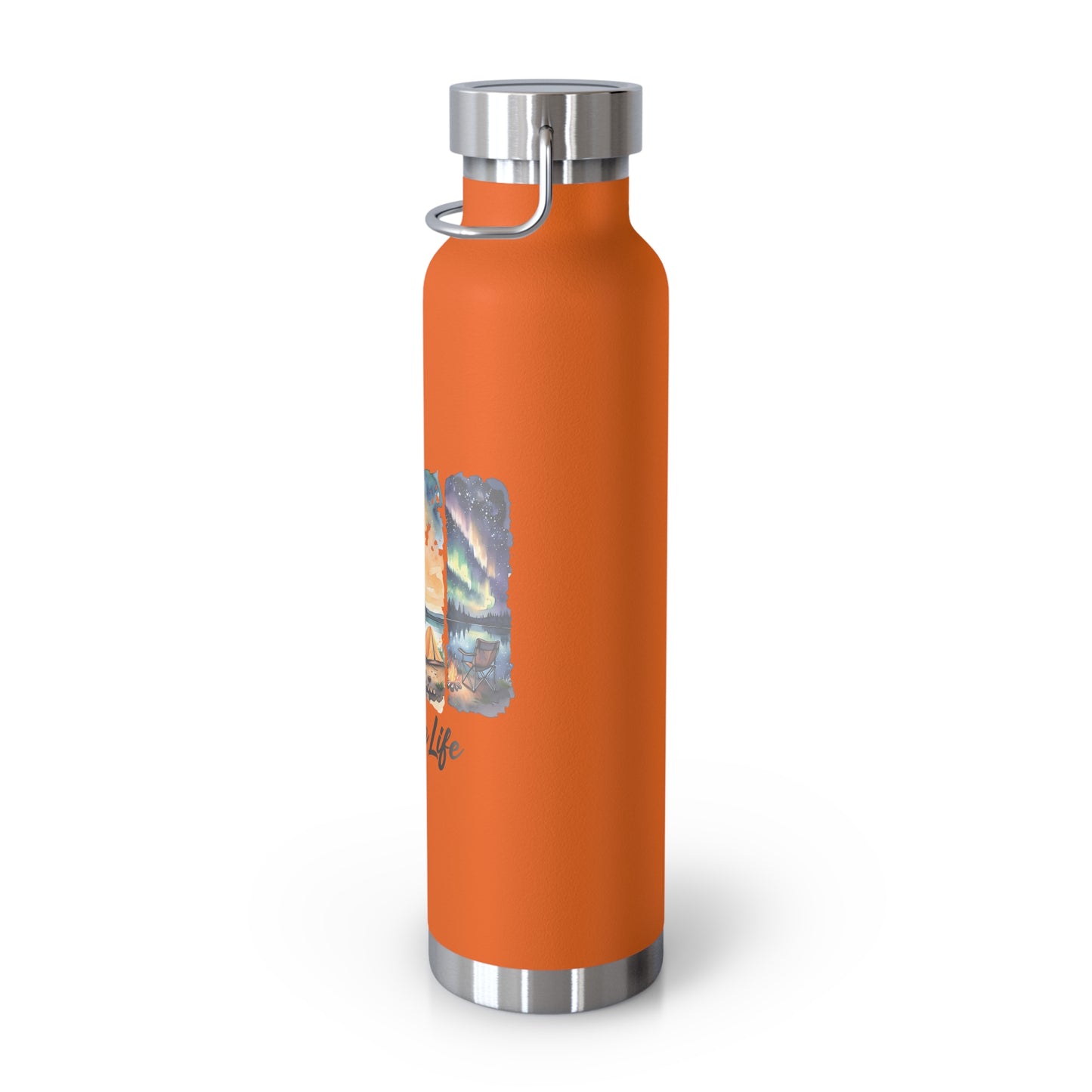 Insulated Camping Water Bottle 22oz — 'Camping Life' Outdoor Vacuum Flask