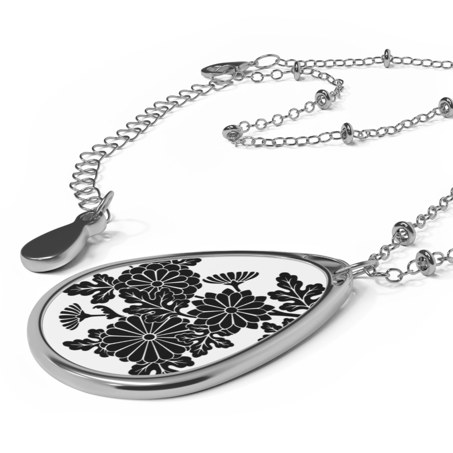 Elegant Floral Oval Necklace, Personalized Jewelry Gift, Minimalist Fashion Accessory, Mother's Day, Wedding, Anniversary