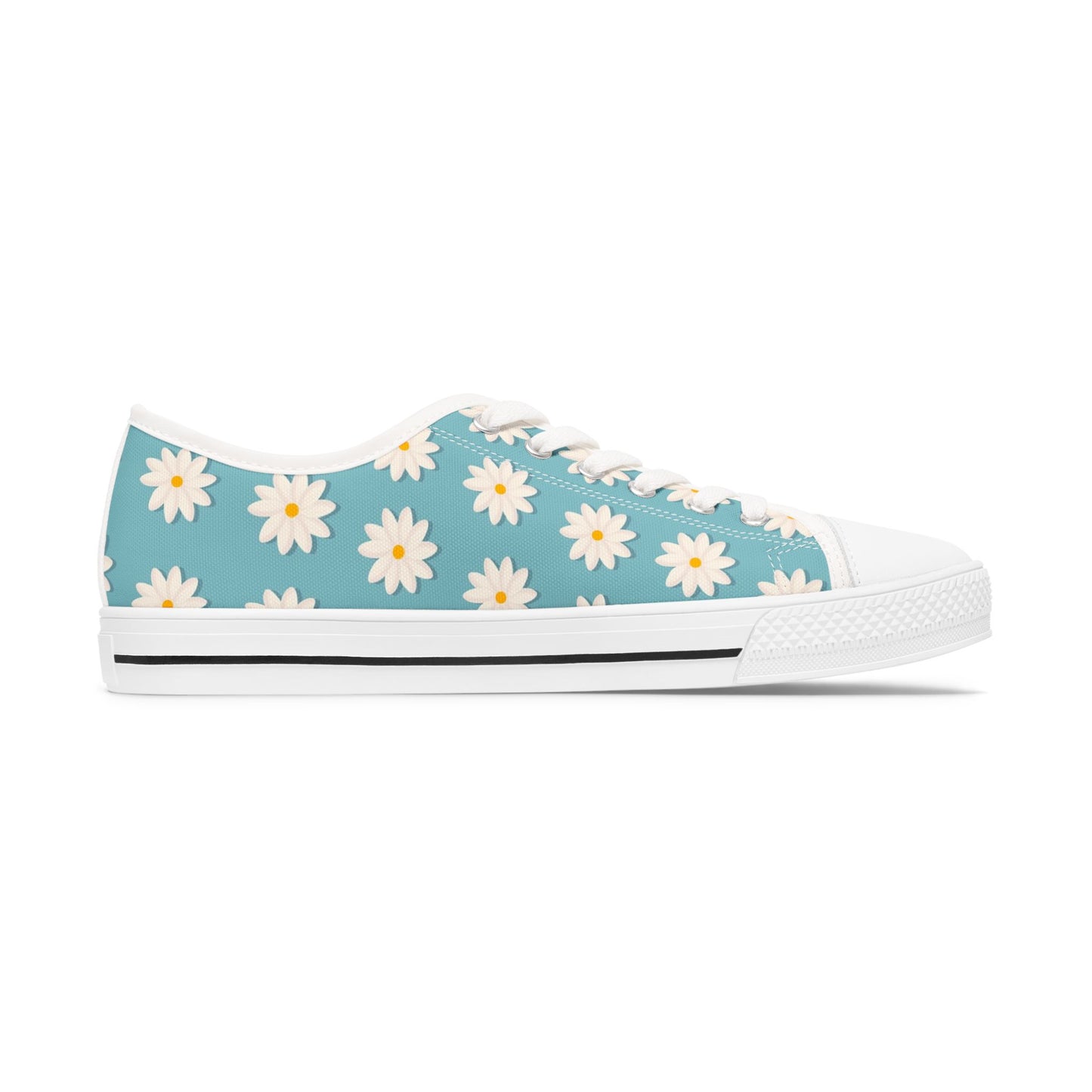 Daisy Print Low Top Sneakers – Retro Floral Canvas Shoes